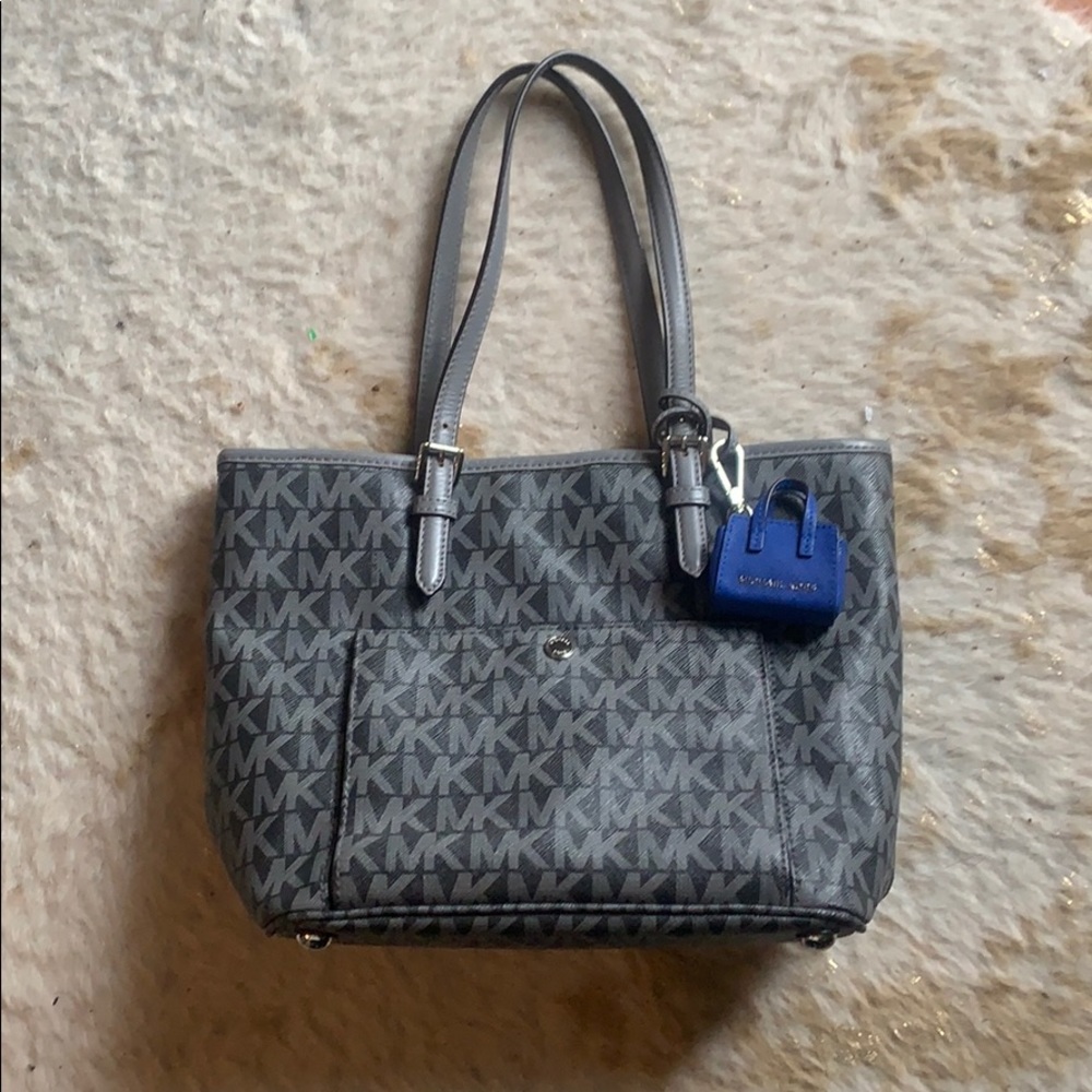 Michael Kors purse grey with mk logo